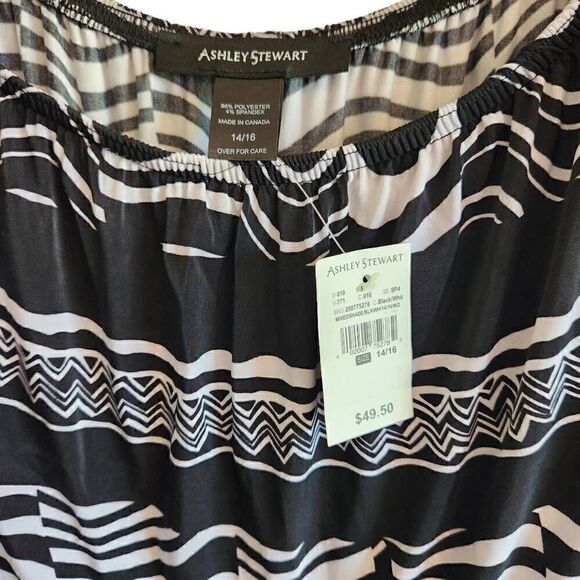Ashley Stewart Black and White Off the Shoulder  Maxi Dress Plus Size 14/16 - Picture 4 of 4